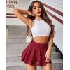imageAvidlove Womens Pleated Mini Skirt Lace High Waisted Ruffles Lingerie Short SkirtsDark Red