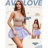 imageAvidlove Womens Pleated Mini Skirt Lace High Waisted Ruffles Lingerie Short SkirtsLilac