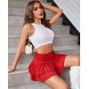 imageAvidlove Womens Pleated Mini Skirt Lace High Waisted Ruffles Lingerie Short SkirtsRed