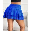 imageAvidlove Womens Pleated Mini Skirt Lace High Waisted Ruffles Lingerie Short SkirtsSky Blue