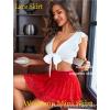 imageAvidlove Womens Pleated Mini Skirt Y2k Sexy Lace Ruffles Lingerie Short SkirtsCarmine Red