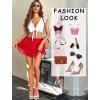 imageAvidlove Womens Pleated Mini Skirt Y2k Sexy Lace Ruffles Lingerie Short SkirtsCarmine Red