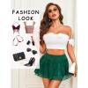 imageAvidlove Womens Pleated Mini Skirt Y2k Sexy Lace Ruffles Lingerie Short SkirtsGreen