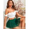 imageAvidlove Womens Pleated Mini Skirt Y2k Sexy Lace Ruffles Lingerie Short SkirtsGreen