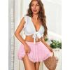 imageAvidlove Womens Pleated Mini Skirt Y2k Sexy Lace Ruffles Lingerie Short SkirtsPink