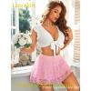 imageAvidlove Womens Pleated Mini Skirt Y2k Sexy Lace Ruffles Lingerie Short SkirtsPink