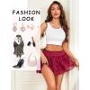 imageAvidlove Womens Pleated Mini Skirt Y2k Sexy Lace Ruffles Lingerie Short SkirtsWine Red