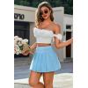 imageAvidlove Womens Pleated Skater Skirt Basic Casual High Waisted Lace Flared Mini Flowy SkirtsBaby Blue
