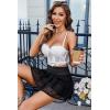 imageAvidlove Womens Pleated Skater Skirt Basic Casual High Waisted Lace Flared Mini Flowy SkirtsBlack