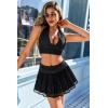 imageAvidlove Womens Pleated Skater Skirt Basic Casual High Waisted Lace Flared Mini Flowy SkirtsBlack