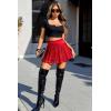 imageAvidlove Womens Pleated Skater Skirt Basic Casual High Waisted Lace Flared Mini Flowy SkirtsDark Red