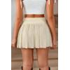 imageAvidlove Womens Pleated Skater Skirt Basic Casual High Waisted Lace Flared Mini Flowy SkirtsKhaki