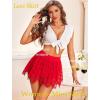 imageAvidlove Womens Sexy Mini Skirt Flowy Layered Lace Skirt Asymmetrical Short SkirtsCarmine Red