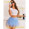 imageAvidlove Womens Sexy Mini Skirt Flowy Layered Lace Skirt Asymmetrical Short SkirtsLight Blue