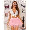 imageAvidlove Womens Sexy Mini Skirt Flowy Layered Lace Skirt Asymmetrical Short SkirtsPink