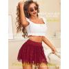 imageAvidlove Womens Sexy Mini Skirt Flowy Layered Lace Skirt Asymmetrical Short SkirtsWine Red