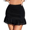 imageAvidlove Womens Sexy Skirt Ruched Bodycon Double Layer Casual Mini SkirtBlack