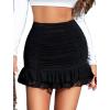 imageAvidlove Womens Sexy Skirt Ruched Bodycon Double Layer Casual Mini SkirtBlack