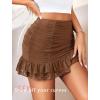 imageAvidlove Womens Sexy Skirt Ruched Bodycon Double Layer Casual Mini SkirtBrown