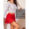 imageAvidlove Womens Sexy Skirt Ruched Bodycon Double Layer Casual Mini SkirtCarmine Red