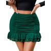 imageAvidlove Womens Sexy Skirt Ruched Bodycon Double Layer Casual Mini SkirtGreen