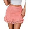 imageAvidlove Womens Sexy Skirt Ruched Bodycon Double Layer Casual Mini SkirtHot Pink