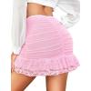 imageAvidlove Womens Sexy Skirt Ruched Bodycon Double Layer Casual Mini SkirtLight Pink