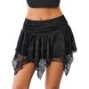 imageAvidlove Lace Mini Skirts for Women Flowy Skirt Y2k Layered Asymmetrical Short SkirtBlack