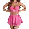 imageAvidlove Lingerie set for Women Sexy Cosplay Lingerie Set Contrast Mesh Maid Costume Set3packHot Pink