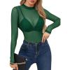 imageAvidlove Mesh Top for Women Long Sleeve See Through Shirt Mock Neck Sheer Blouse XSXXLGreen