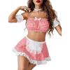 imageAvidlove Sexy Maid Lingerie for Women Cosplay Lingerie Set Contrast Lace Maid Costume Set5packRed Plaid