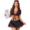 imageAvidlove Sexy Nurse Lingerie for Women Roleplay Lingerie Set Nurse Cosplay Outfits with Tie Top and Mini Pleated Skirt SetBlack