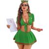 imageAvidlove Sexy Nurse Lingerie for Women Roleplay Lingerie Set Nurse Cosplay Outfits with Tie Top and Mini Pleated Skirt SetZ Green