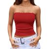 imageAvidlove Tube Tops for Women Lace Trim Ribbed Strapless Crop Tops Ruched Y2k Bandeau Going Out TopRed