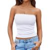 imageAvidlove Tube Tops for Women Lace Trim Ribbed Strapless Crop Tops Ruched Y2k Bandeau Going Out TopWhite
