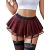 imageAvidlove Women Lingerie Role Play Pleated Costume Mini Skirt with Garter Schoolgirl OutiftsAwine Red