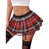 imageAvidlove Women Lingerie Role Play Pleated Costume Mini Skirt with Garter Schoolgirl OutiftsCardinal Red