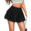 imageAvidlove Womens Mini Skirt Basic High Waisted Tiered Ruffles Short Lace Hem Cute Lingerie Skirts SXXLBlack