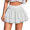 imageAvidlove Womens Mini Skirt Basic High Waisted Tiered Ruffles Short Lace Hem Cute Lingerie Skirts SXXLWhite