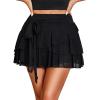imageAvidlove Womens Mini Skirt Mesh Flowy Hem Y2K Skirts MultiLayer Ruffle Trim Lingerie SkirtBlack