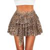 imageAvidlove Womens Mini Skirt Mesh Flowy Hem Y2K Skirts MultiLayer Ruffle Trim Lingerie SkirtLeopard Print