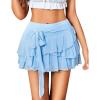 imageAvidlove Womens Mini Skirt Mesh Flowy Hem Y2K Skirts MultiLayer Ruffle Trim Lingerie SkirtLight Blue
