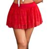 imageAvidlove Womens Pleated Mini Skirt Y2k Sexy Lace Ruffles Lingerie Short SkirtsCarmine Red