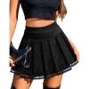 imageAvidlove Womens Pleated Skater Skirt Basic Casual High Waisted Lace Flared Mini Flowy SkirtsBlack