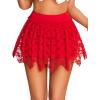 imageAvidlove Womens Sexy Mini Skirt Flowy Layered Lace Skirt Asymmetrical Short SkirtsCarmine Red