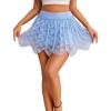 imageAvidlove Womens Sexy Mini Skirt Flowy Layered Lace Skirt Asymmetrical Short SkirtsLight Blue