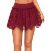 imageAvidlove Womens Sexy Mini Skirt Flowy Layered Lace Skirt Asymmetrical Short SkirtsWine Red