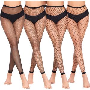 imageAvidlove Fishnet Stockings Footless High Waist Fishnets Tights Pantyhose for WomenBlack4 Pairs