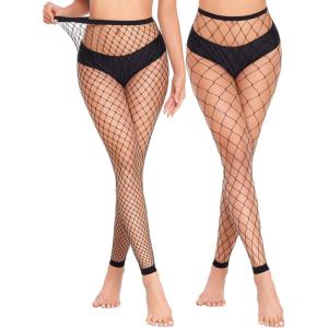 imageAvidlove Fishnet Stockings Footless High Waist Fishnets Tights Pantyhose for WomenBlackgp