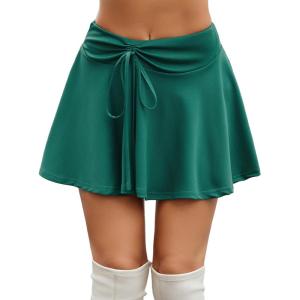 imageAvidlove Mini Skirt for Women Pleated Drawstring High Waist Skater Skirt Sexy Lingerie Skirts SXXLGreen